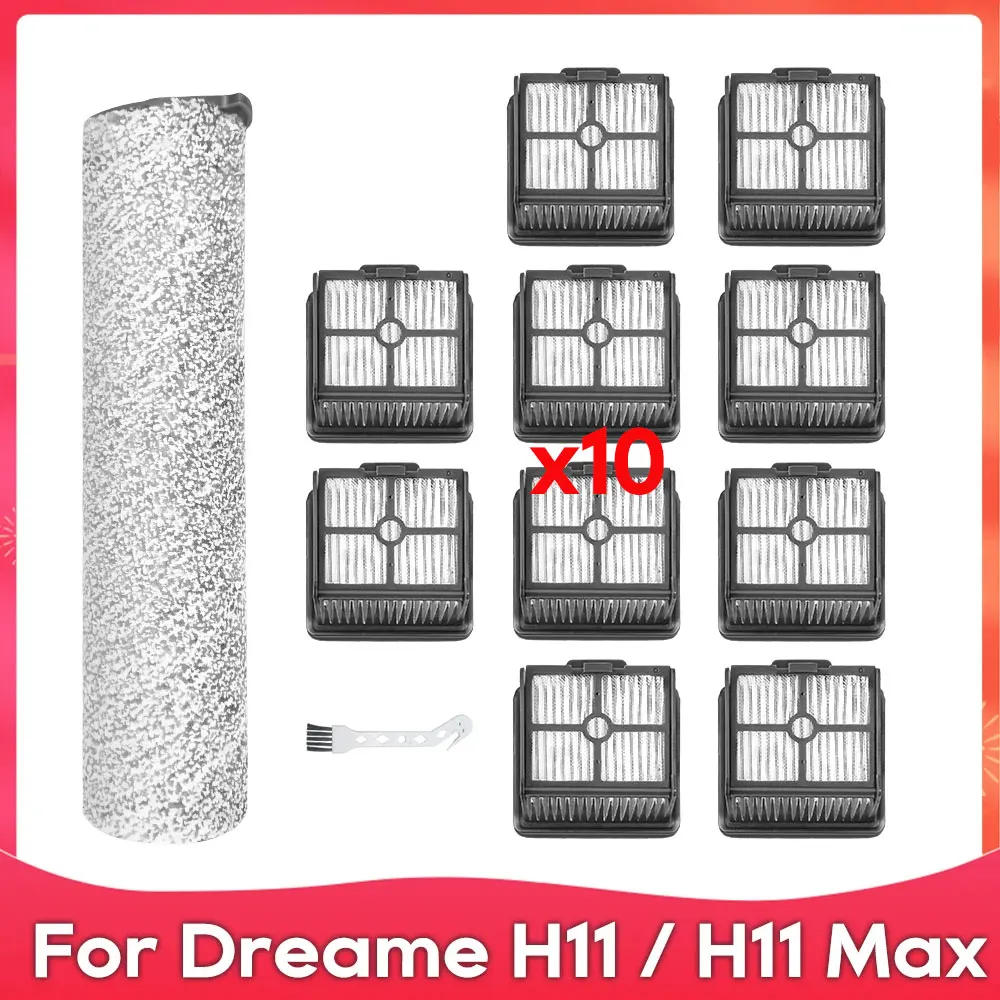 Compatible con Dreame H11 / H11 Max / H12 Core Cepillo de rodillo Filtro Hepa Repuesto Accesorio para aspiradora