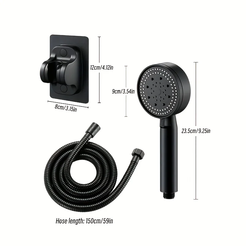 3pc Handheld Shower Head 5 Modes Adjustable Water Output