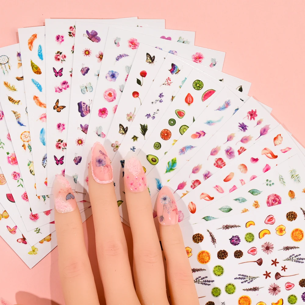 

16 шт., самоклеящиеся наклейки для ногтей