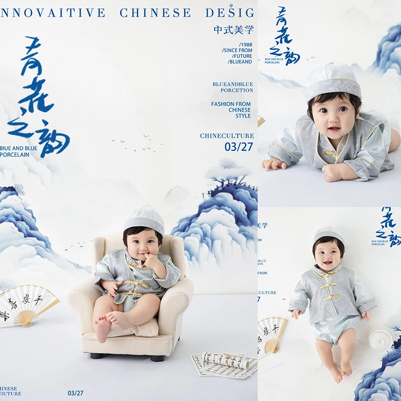 

Children Photography Clothing 3-6 Month Baby Photo Props Baby Boy Ancient Costume Studio Photo Shoot Accessories Korean Style