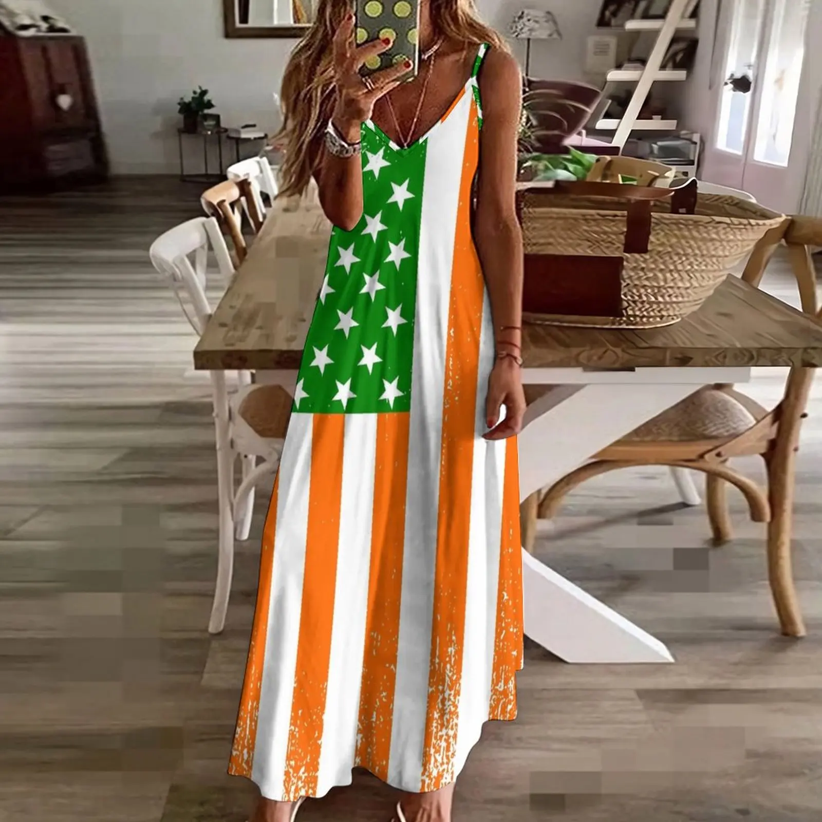 Irský američan standarta bez rukávů šaty dlouhé rukáv šaty dámská léto kombinéza šaty léto ženský 2024 ženský šatstvo