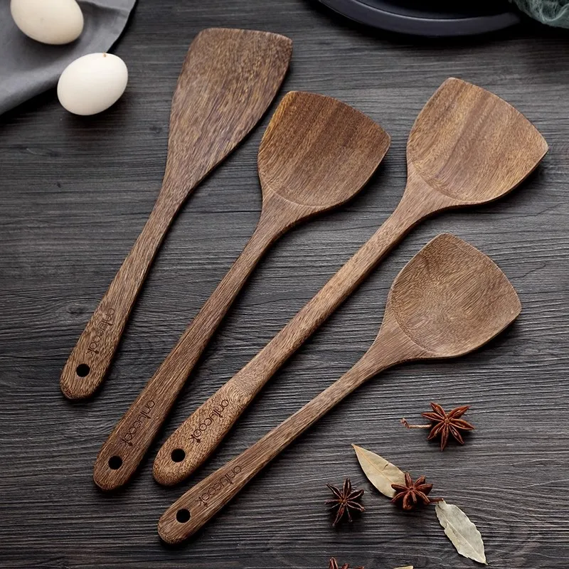 Non-stick Wooden Turner Cooking Tool Rice Spoon Cookware Spatula For Non-stick Pan Kitchen Accessories Wood Shovels