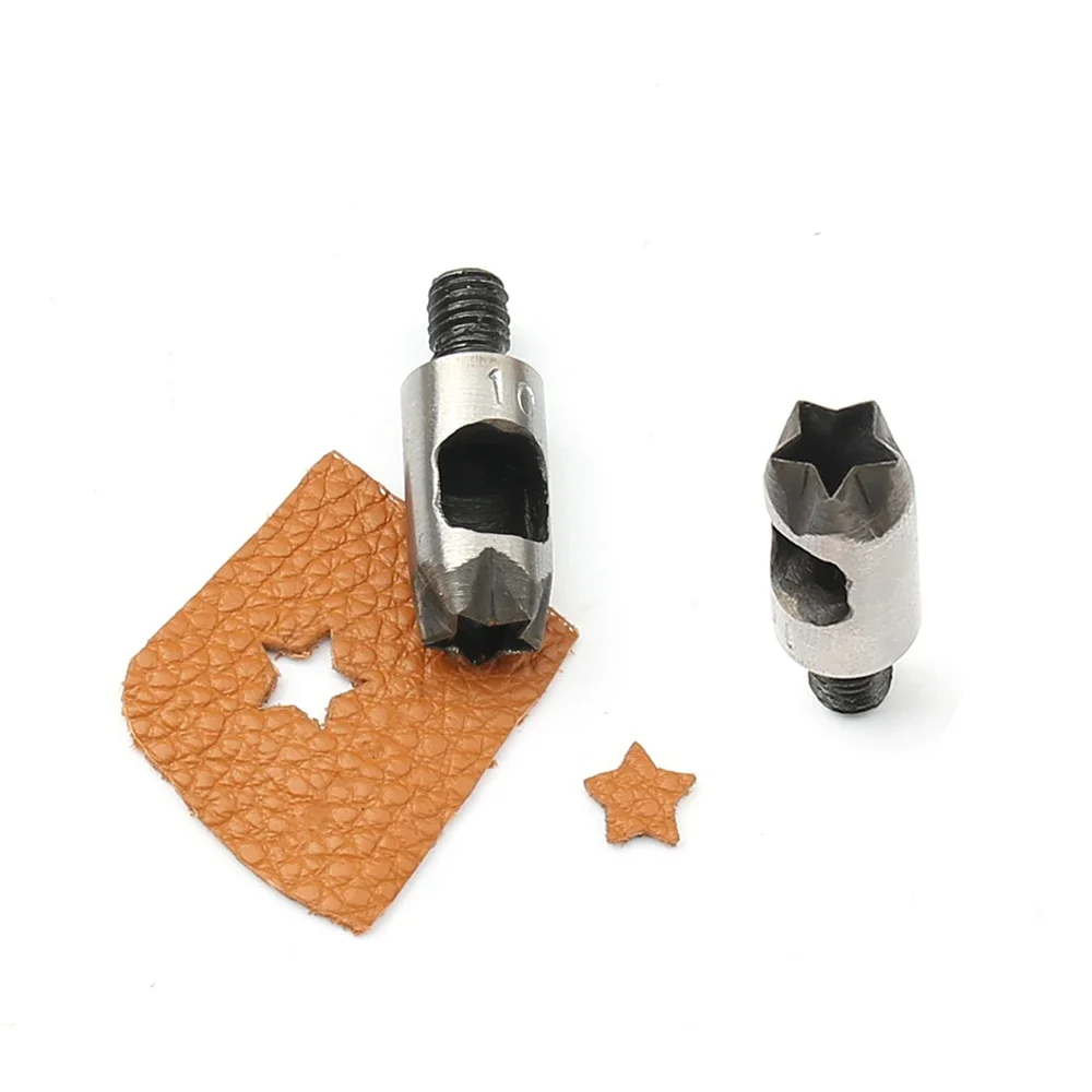 Leather Punches M8 Thread 5/6/8/10mm Star Shaped Punching for Hand Press Special-shaped Leathercraft Belt Cut Sewing Accessories