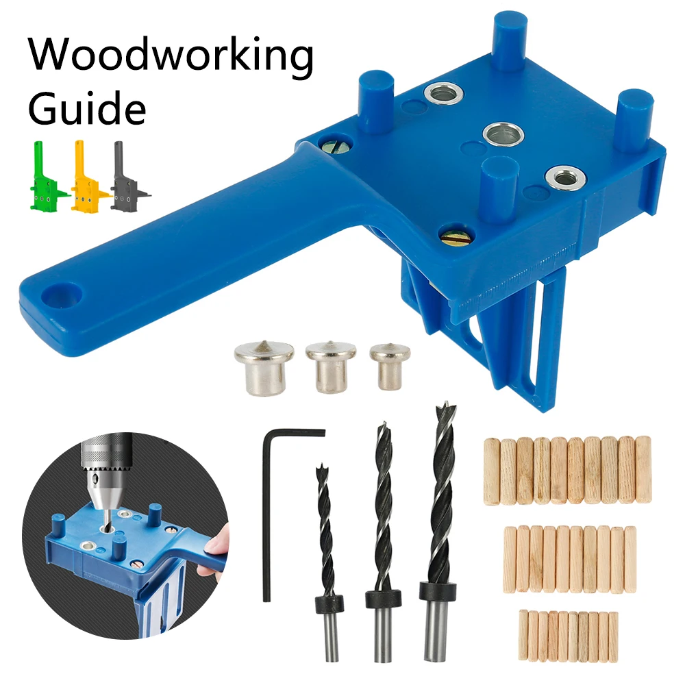 Dowel Jig Kit Woodworking Drill Guide Set Fits 6/8/10mm Drill Bits Wood