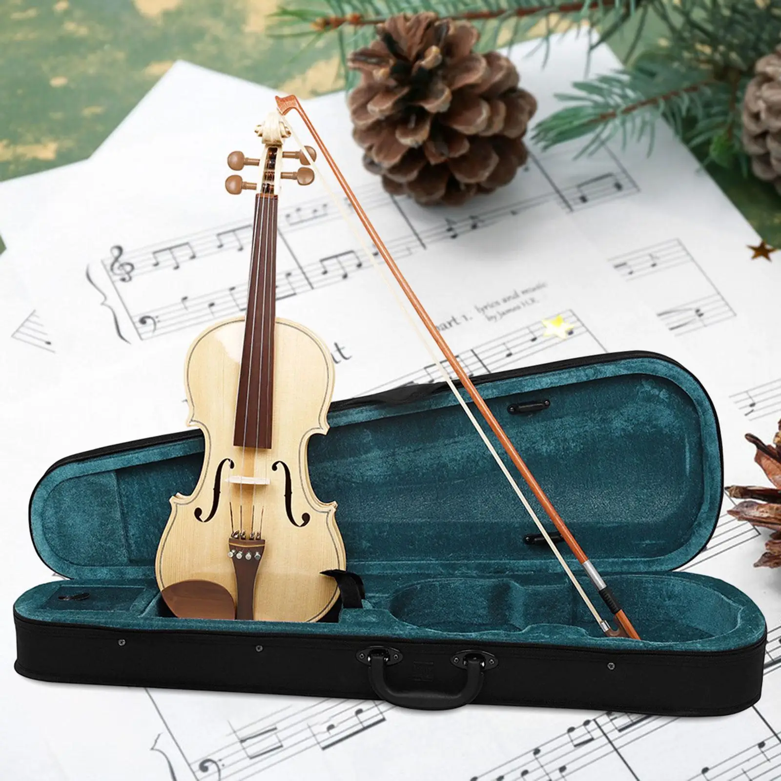 4/4 Violin Wood Fiddle Portable with Violin Bow,Beginner Kits for Beginners Students Beginner Adults Kids Play