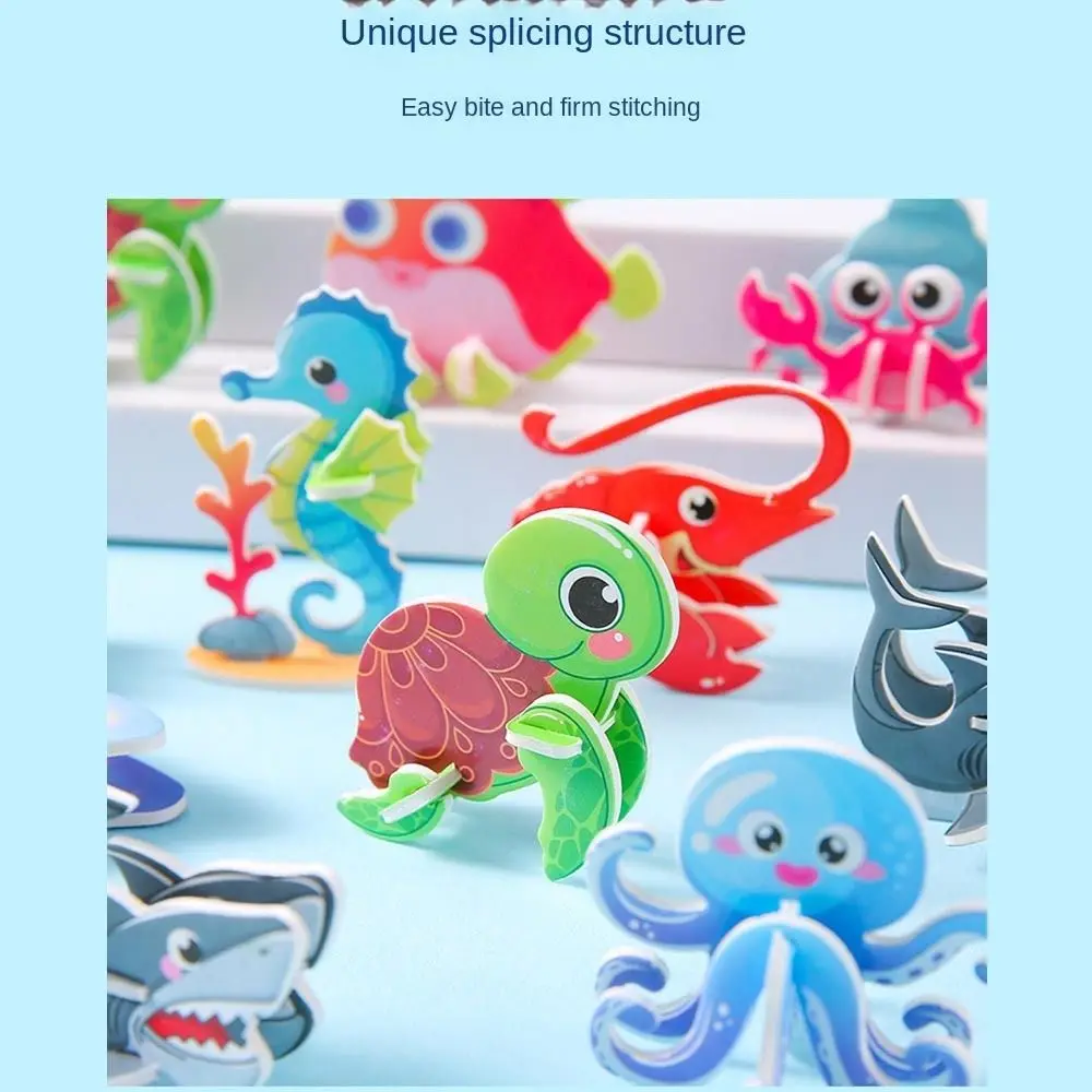 10pcs Cognitive Paper Jigsaw Puzzles 3D Sea Animals Children's Early Education Toys educational toys,puzzle toys