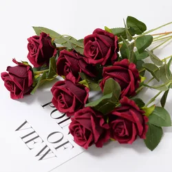 Elegant Artificial Red Rose Bouquet for Wedding and Home Decor (Burgundy)