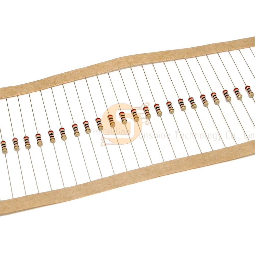 Carbon Film Resistor 100PCS 5% 1/4W Carbon Film Resistors 1R-10M 1K 5K 10K 4K7 100K 560K 1M 3M3 Ohm Color Ring Resistance