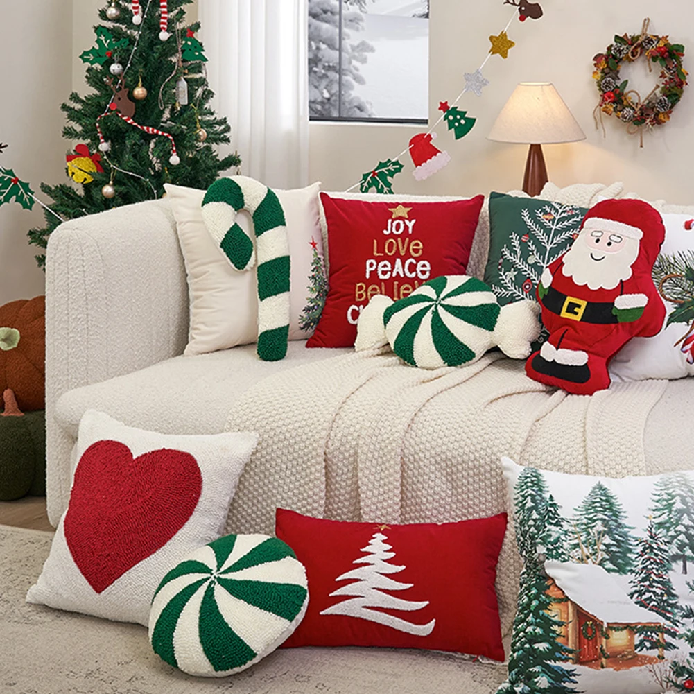 Christmas Plush Candy Cane Throw Pillow Soft Sofa Cushion Festival Heteromorphic Decorative Pillow Doll For Christmas Decoration