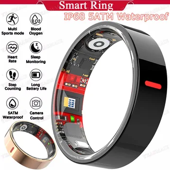 Anello Smart per Sport all'Aperto 2026, Impermeabile 5ATM+IP68, Monitoraggio Frequenza Cardiaca, Pressione Sanguigna/Ossigeno, Sonno e Salute, Smartring per Uomo