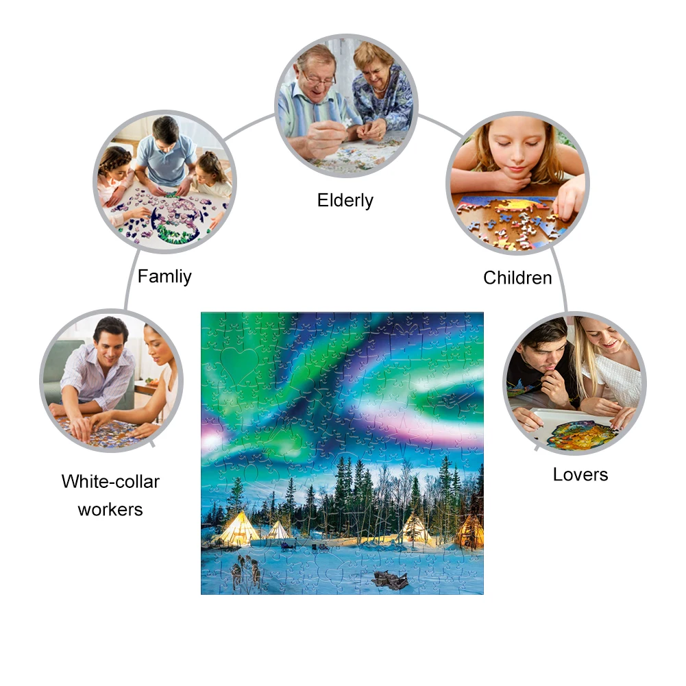 Northern Lights Wooden Jigsaw Puzzle Party Toys For Adults Kids Wood Puzzles Home Decoration Board Game Wood Scenery Puzzle Toy 4