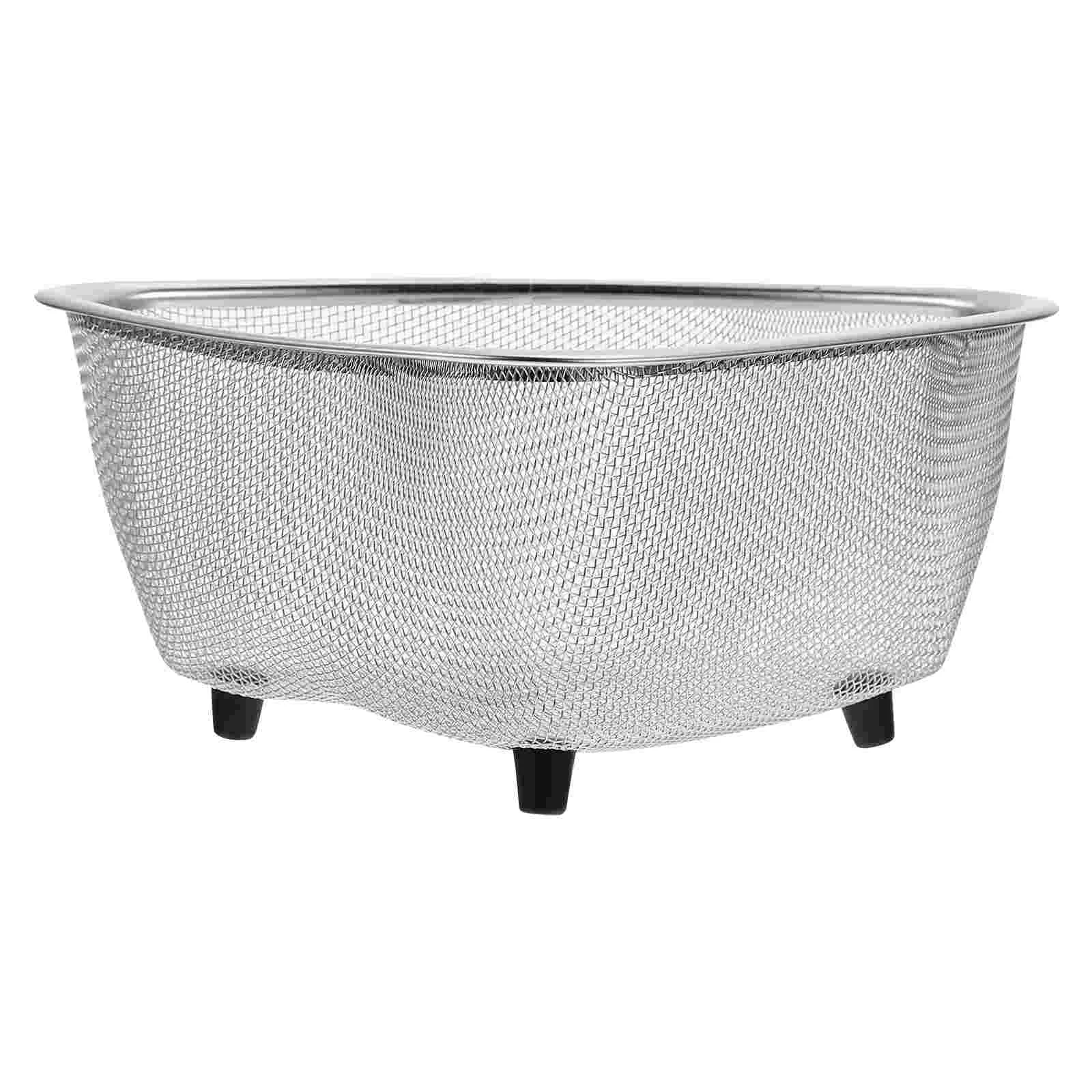

Stainless Steel Sink Drain Basket Mesh Strainer Triangle Corner Dish Tray Drying Rack Kitchen Sponge Holder Fruit Washing