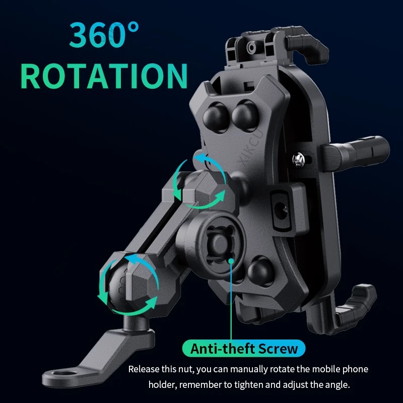 Shockproof Motorcycle Phone Holder with Shading and Rainproof Shield 15W Wireless Charger for Smartphone Bicycle Motorbike Stand