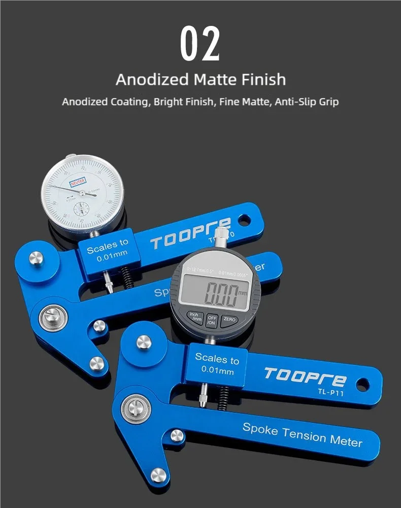 TOOPRE Bicycle Spoke Tension Meter Digital Display Rim Correction Tool Mechanical Wheel Steel Wire Ring Adjustment Measuring