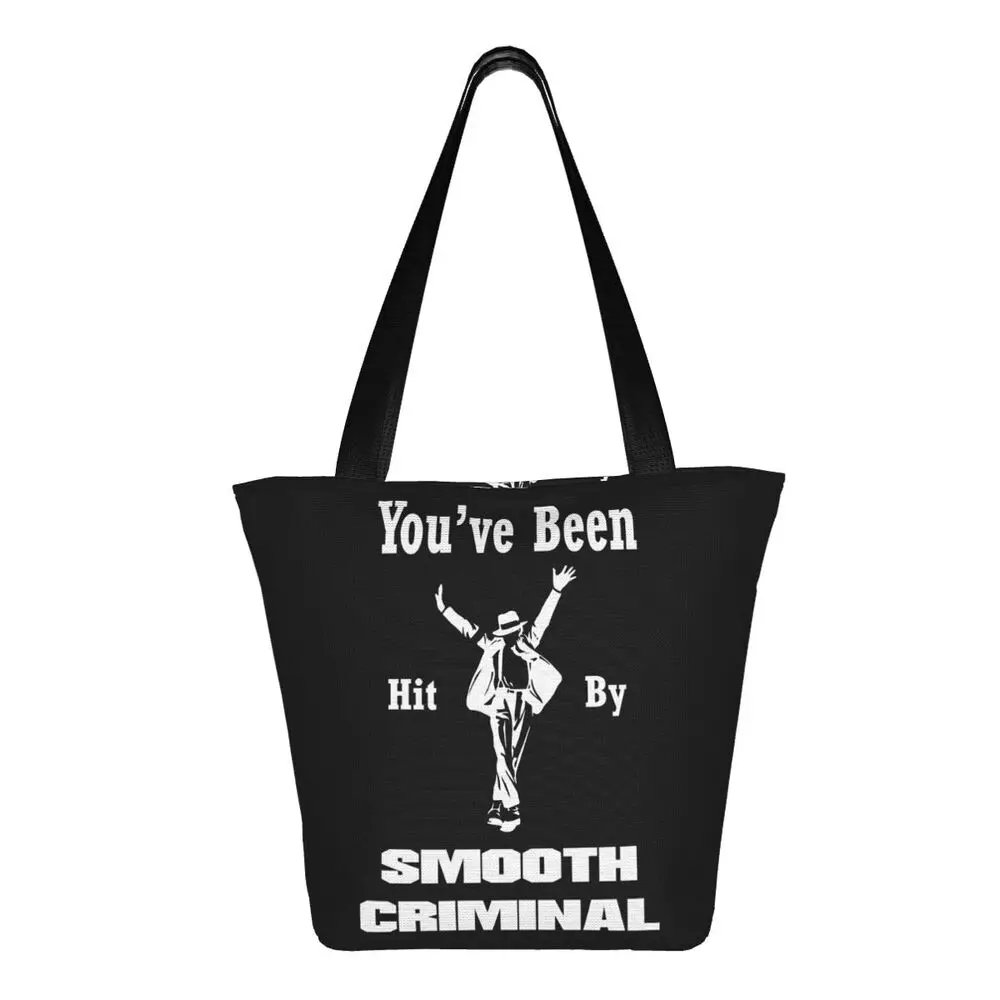 Vintage MJ Smooth Criminal Michael Jackson Shopping Tote Bag Canvas Large Capacity Shoulder Bags Shopper Grocery Handbag Women