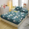 1 Simple Modern Plant Flower Printed Matte Fitted Sheet, Bedroom Printed Bed Cover, Bedding (Excluding Pillowcases) 2