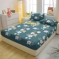 1 Simple Modern Plant Flower Printed Matte Fitted Sheet, Bedroom Printed Bed Cover, Bedding (Excluding Pillowcases) 2