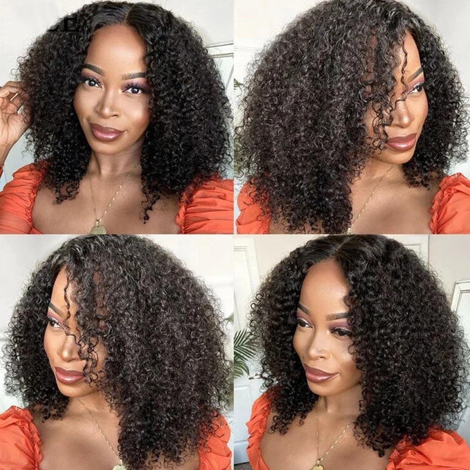 Afro Kinky Curly Wig Cheap Human Hair Wigs T Part Transparent Lace Short Curly Bob Hair Wig 250 Density Full Wigs For Women 5 Afro Kinky Curly Wig Cheap Human Hair Wigs T Part Transparent Lace Short Curly Bob Hair Wig 250 Density Full Wigs For Women