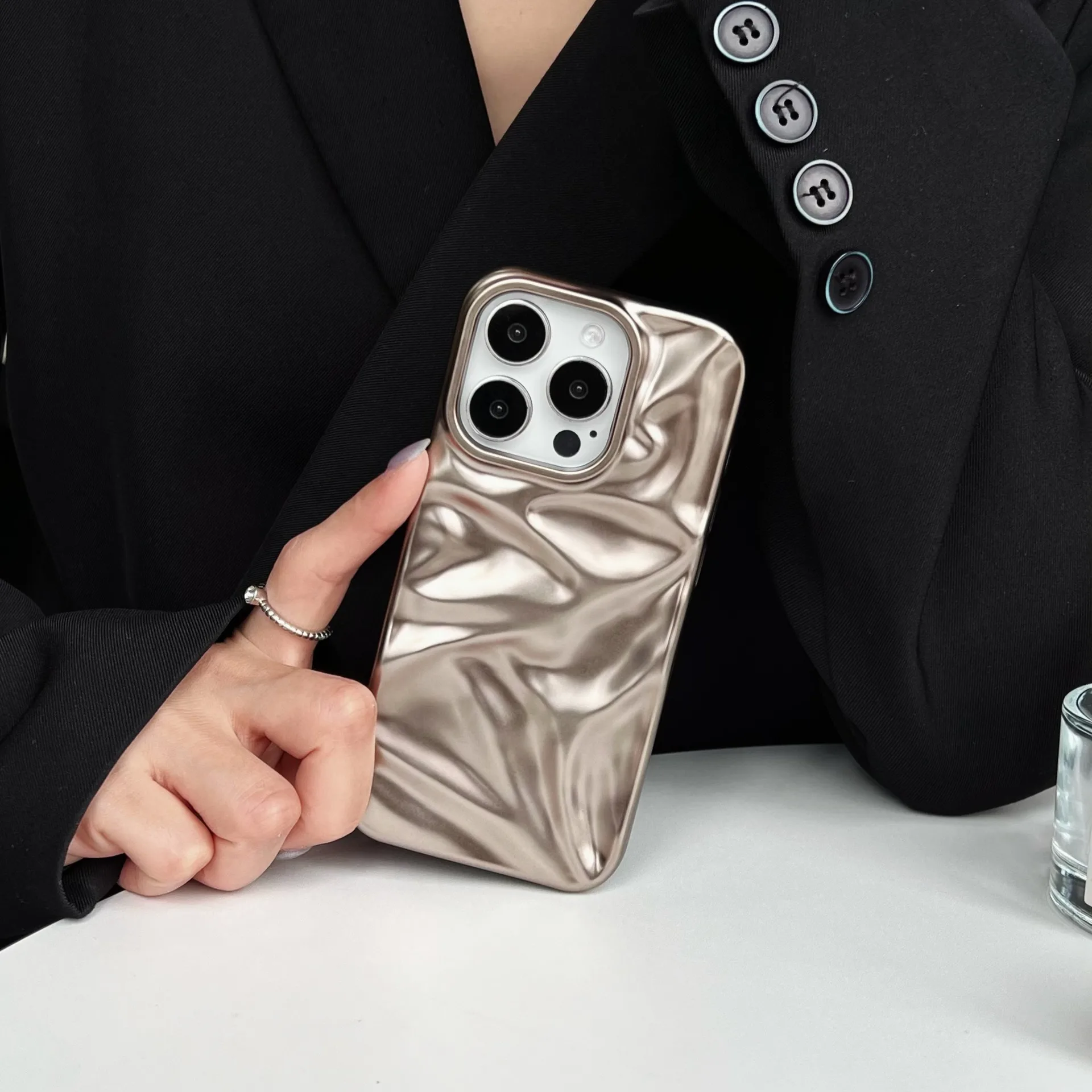 Soft Matte 3D Wavy Pattern Phone Case with Water Ripple Design
