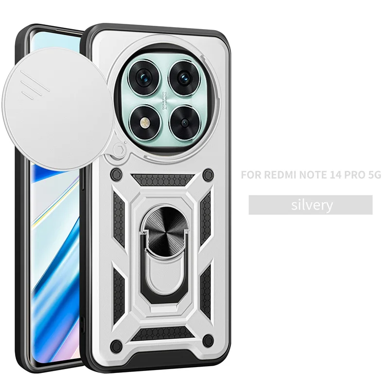 Durable Armor Phone Case with Lens Protection and Magnetic Ring Holder
