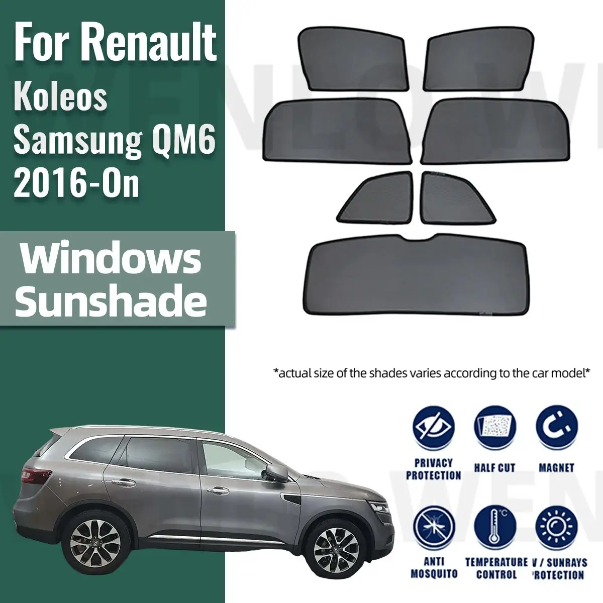 For Renault Koleos Samsung QM6 2016-2023 2024 Magnetic Car Sunshade Front Windshield Curtain Rear Side Window Sun Shade Shield