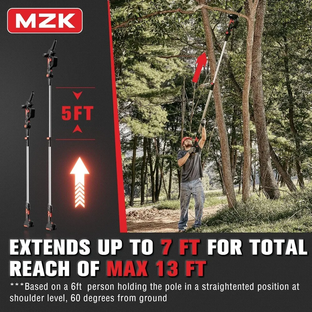 2-in-1 Cordless Pole Saw & Mini Chainsaw with 3 Replacement Chain, 20V Battery Pole Chainsaw, 4.5" Cutting Capacity