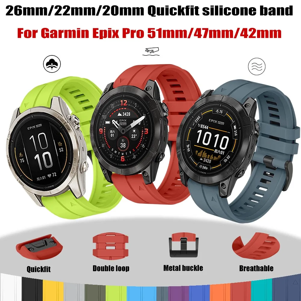 Durable Outdoor Silicone Band - Quickfit 26mm/22mm/20mm Strap