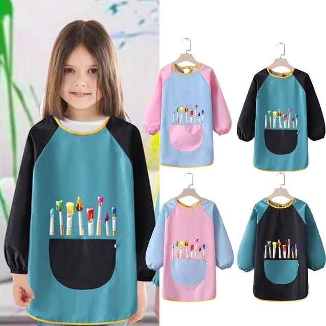 Kids Painting Aprons Polyester Painting Smocks With Long Sleeve Comfortable  Adjustable Aprons Waterproof Kids Smocks For Pottery - AliExpress