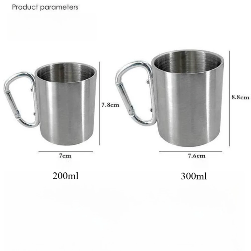 Portable Stainless Steel Button Water Cup Portable Cups Leak-Proof Outdoor Camping Hiking Travel Mug with Compact Design Durable Camping Gear