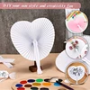 3/5/10pcs Heart Shape Circular Folding Fan Blank Paper Hand Fans With Plastic Handles DIY Painting Birthday Wedding Party Decor 5