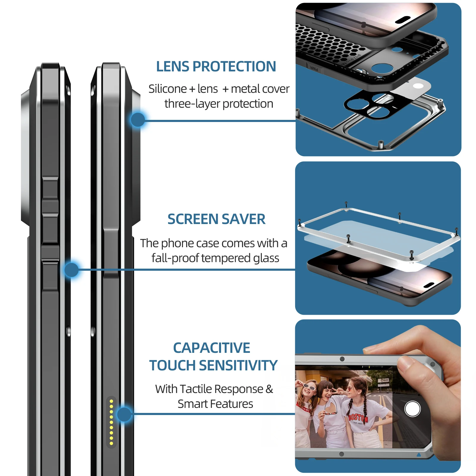 Durable Metal Armor Protective Cover with All-Inclusive Three-Proof Design