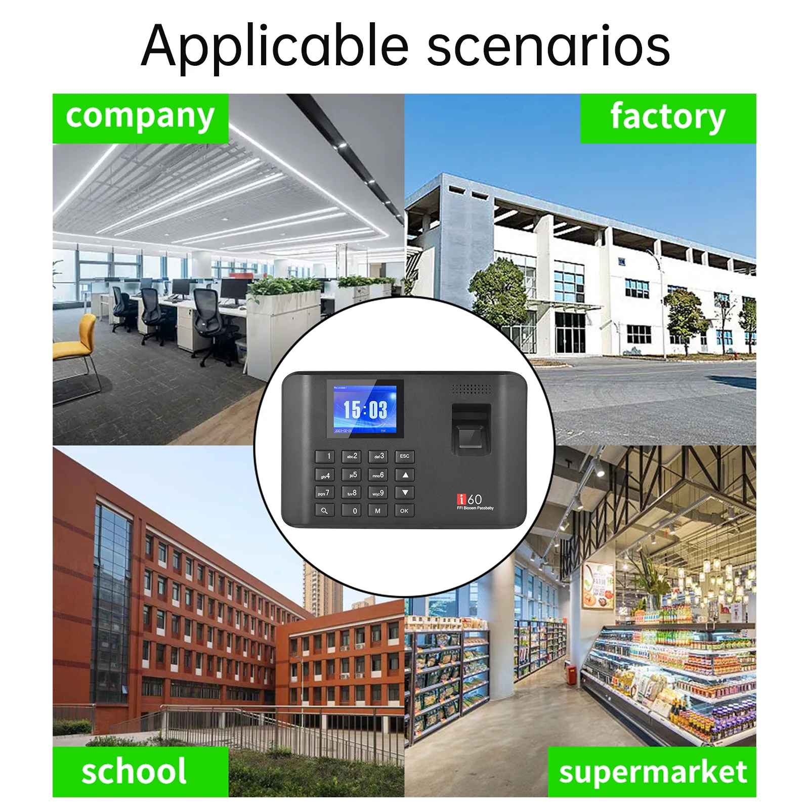 Intelligent Biometric Fingerprint Password Attendance Machine Time Clock Employee Checking-in Recorder LCD Screen Voice Prompt attendance machine