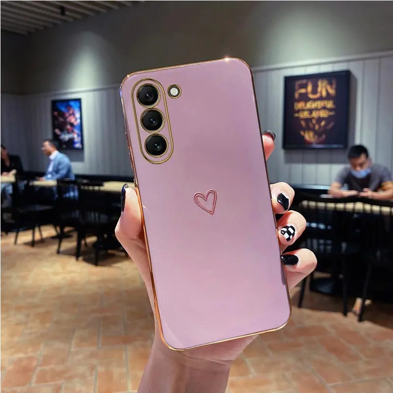 Luxury Love Heart Plating Phone Case - Elegant Back Cover