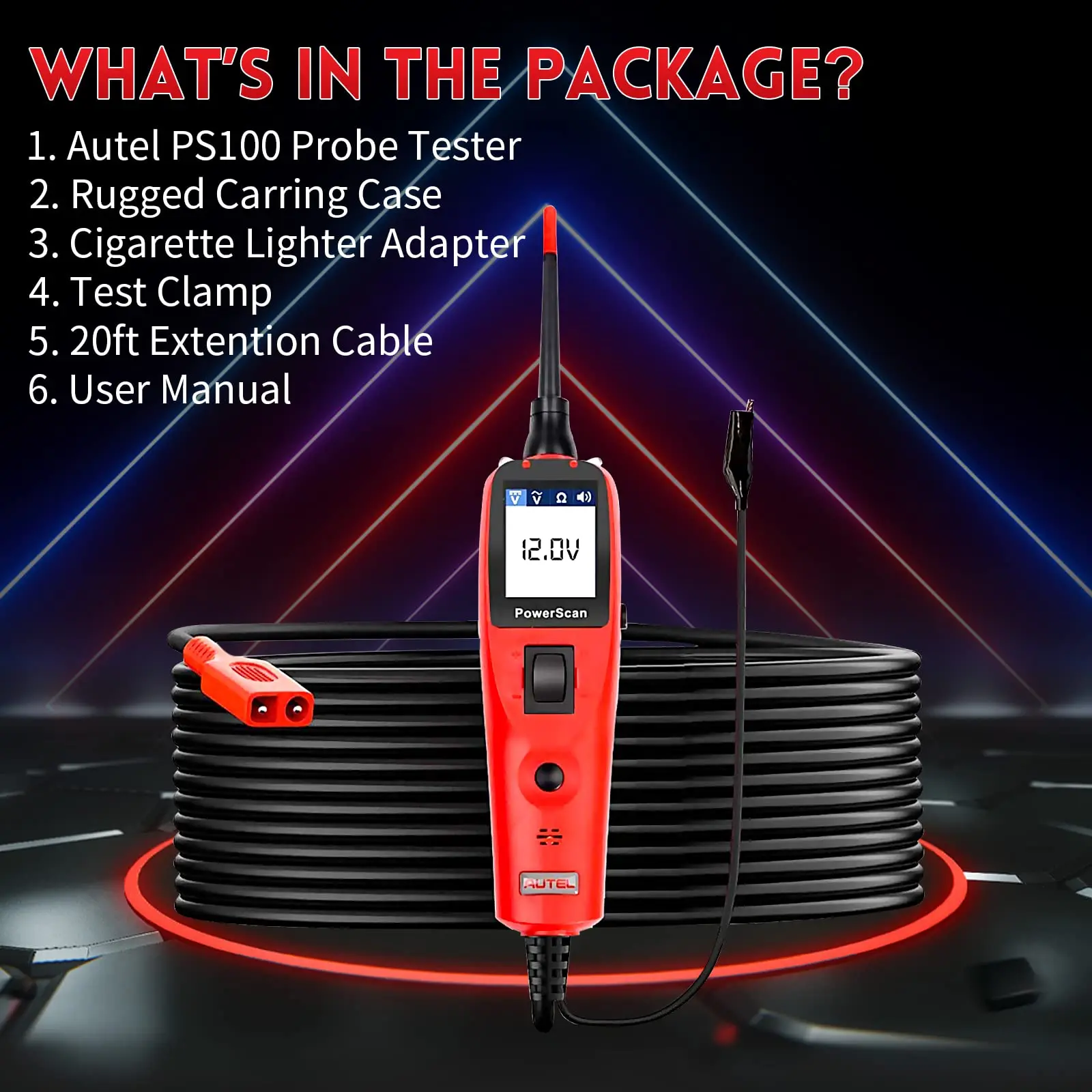 Circuit Tester Autel Power Scan PS100 Power Circuit Probe Kit 12V 24V AC DC Digital Voltage Automotive Circuit Tester Car Diagnostic Test Tool