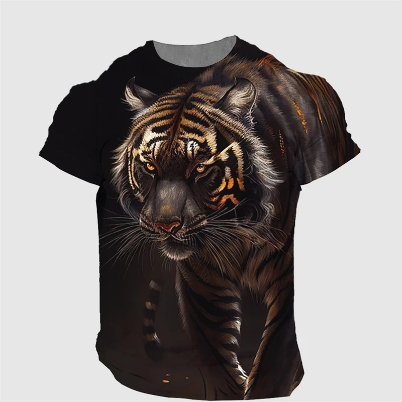 

Men's Clothing T-Shirt 3D Tiger Print Tees Top Summer Casual Mens Animal Pattern T Shirt Streetwear High Quality Fashion Clothes