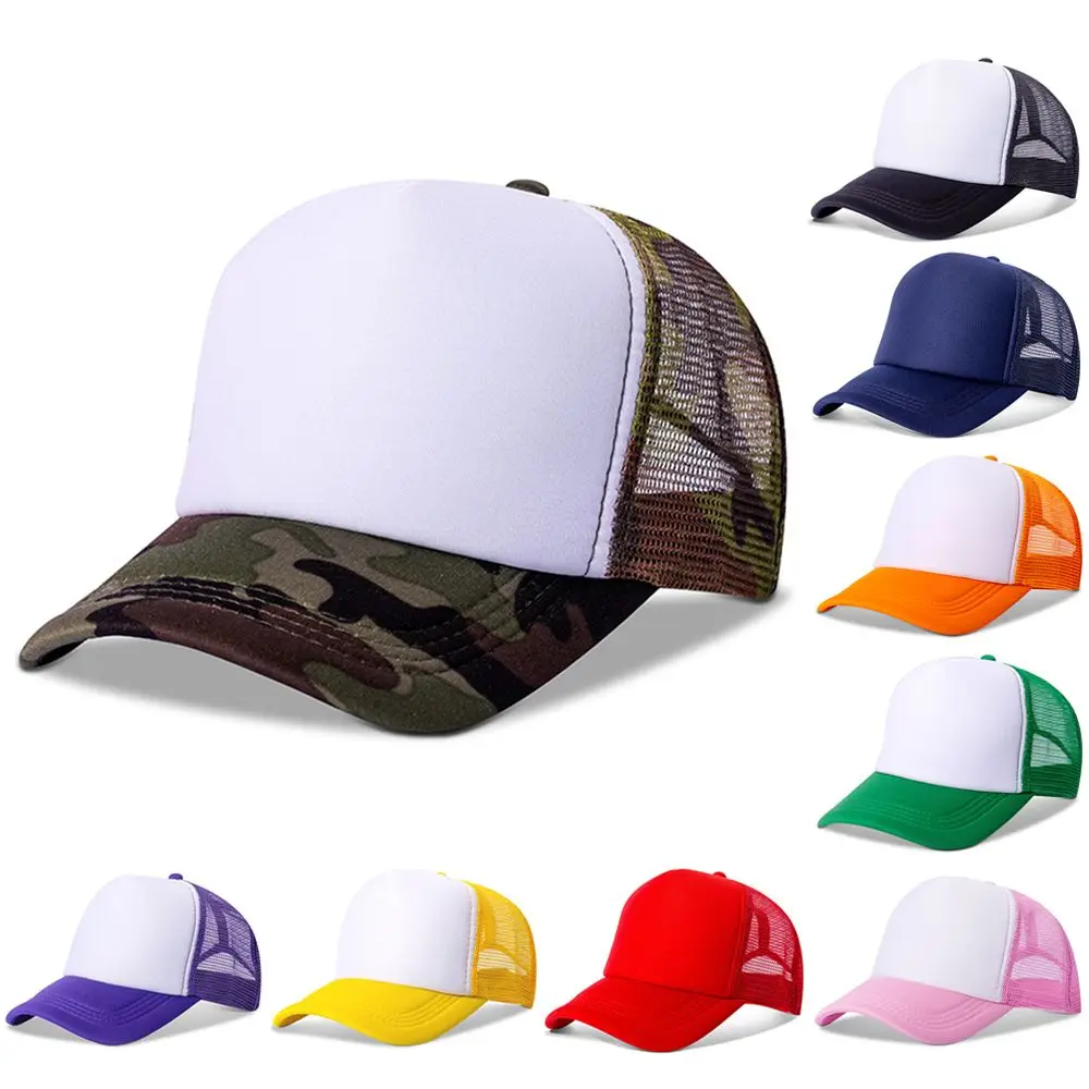 Fashion Unisex Plain Baseball Cap Adjustable Trucker Baseball Cap Snapback Mesh Curved Mens Womens Sun Summer Hat 4
