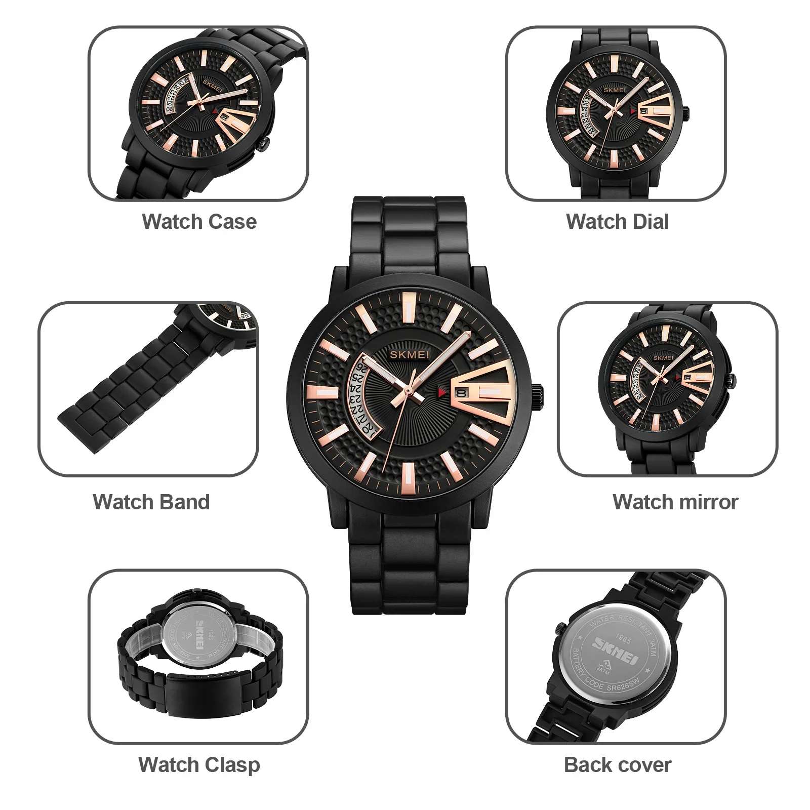 SKMEI 1985 Fashion Personality Quartz Watches Cool Black Wind Men - Main Image