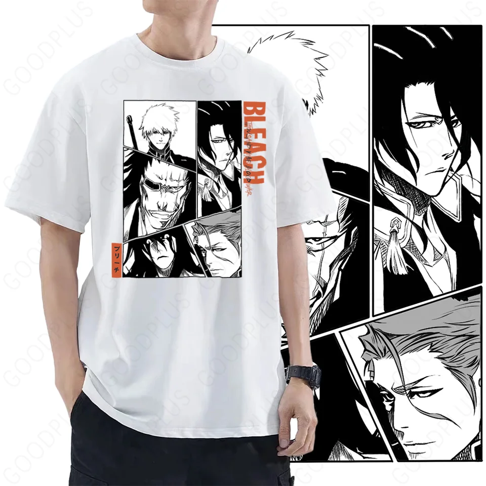 Bleach Anime T-shirts Manga Graphic Oversized Men Short Sleeve Tee