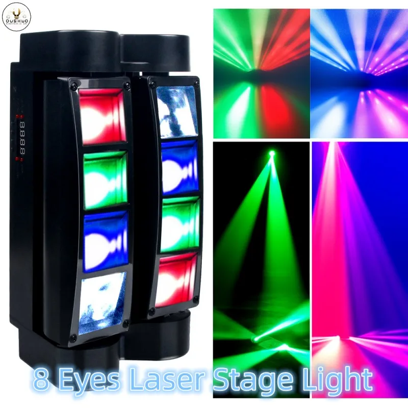 

Mini LED Stage Beam Projector 8 Eyes Spider Laser Light DMX 512 Controller Music Sync Bar Party Fiesta Disco DJ Fancy Lighting