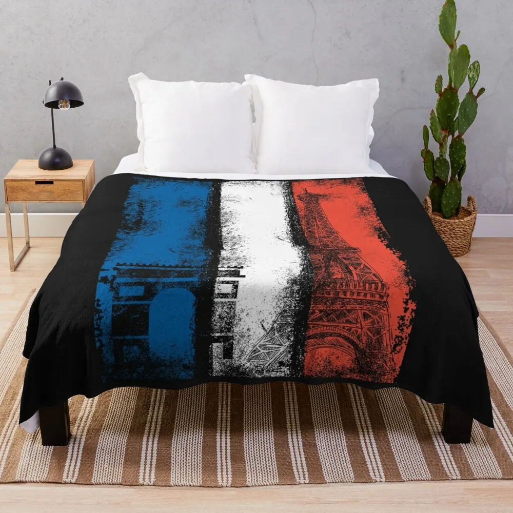 

France Flag Cool Vintage Style French Flag France Lover Throw Blanket blankets and blankets Summer Bedding Blankets