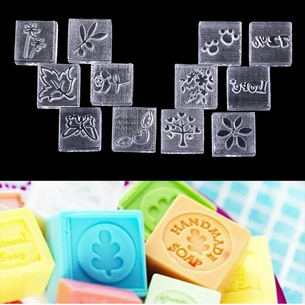 1Pcs Lucky Tree and Flower Pattern Mini Diy Soap Stamp Diy Handmade Soap  Stamps White Resin