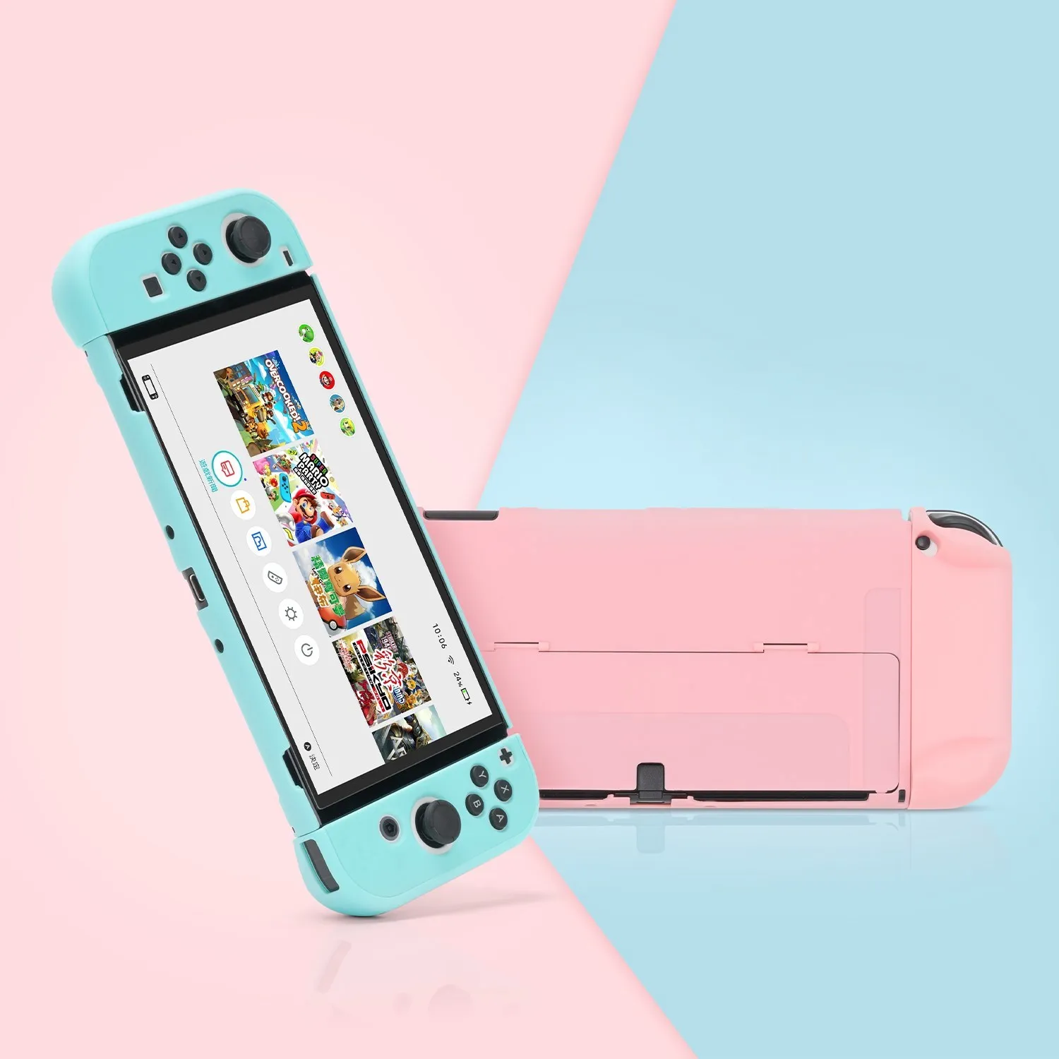 Custodia Rigida Protettiva Per Nintendo Switch Oled Kawaii Split Joy-Con Per Nintendo Switch Cover Rosa Oled Per Accessori Ns