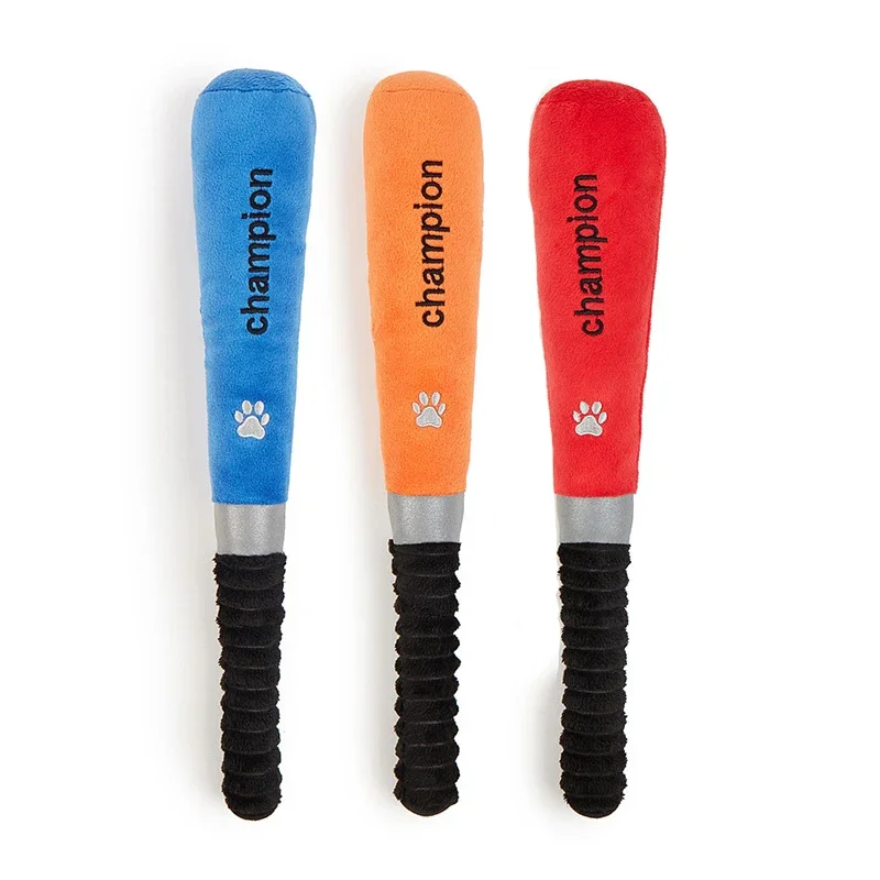 Funny Interactive Dog Toys Baseball Stick Design Plush Squeaky Pet Toys Grinding Teeth Creative Chew Toy For Small Medium Dog
