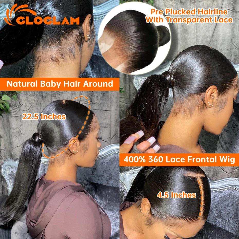 400 Density Straight 13x6 13x4 Lace Front Wigs Human Hair 360 Lace Frontal Wig Brazilian Pre Plucked Human Hair Wigs For Women