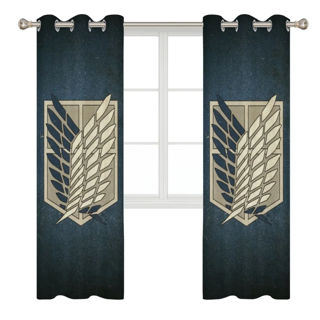 Wings of Liberty Attack on Titan Retro Shading Curtains  for Living Room Decoration Window Curtain 2 PC  3