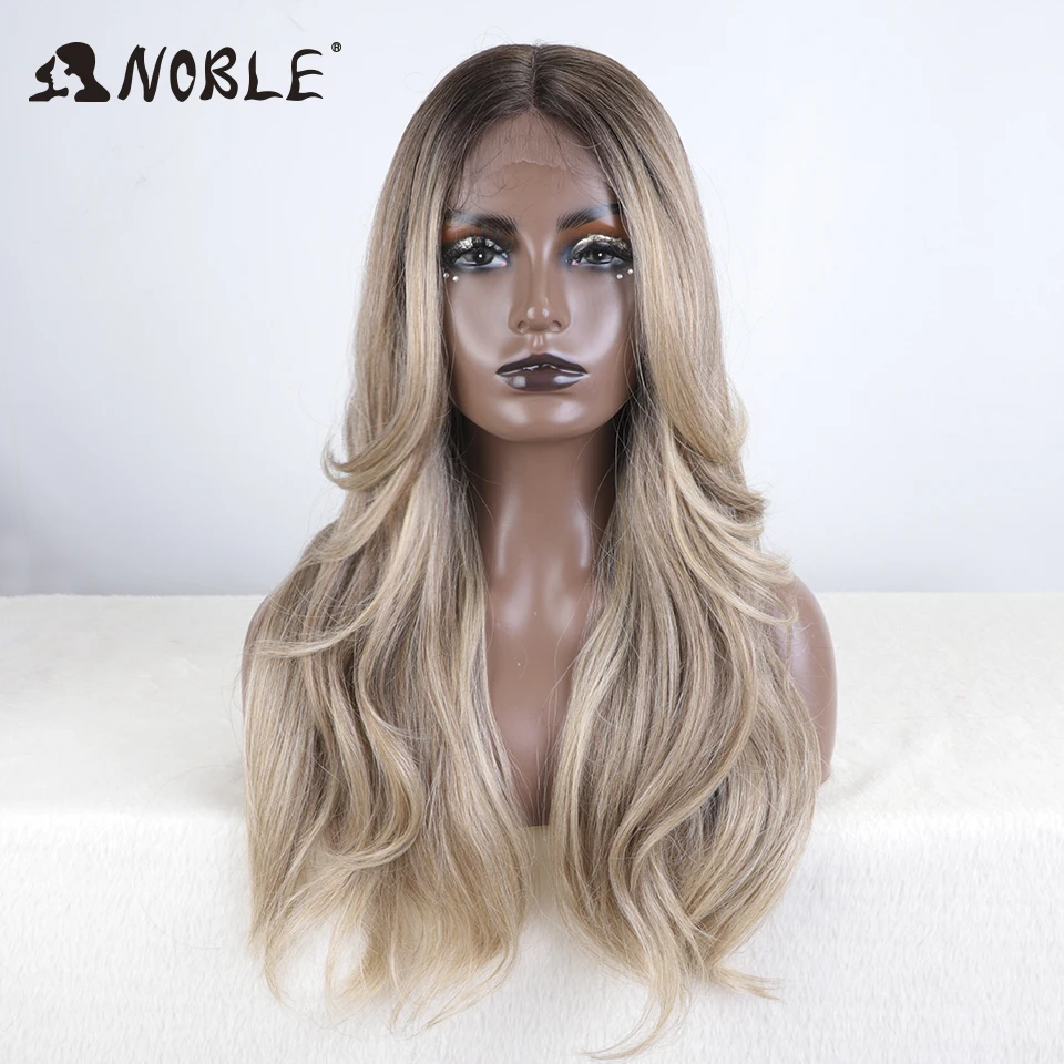 Noble Cosplay Lace Front Wig Synthetic 24“ Highlight Honey Brown Body Wave Wig Blonde Wigs For Women Lace Wig  Lace Front Wig