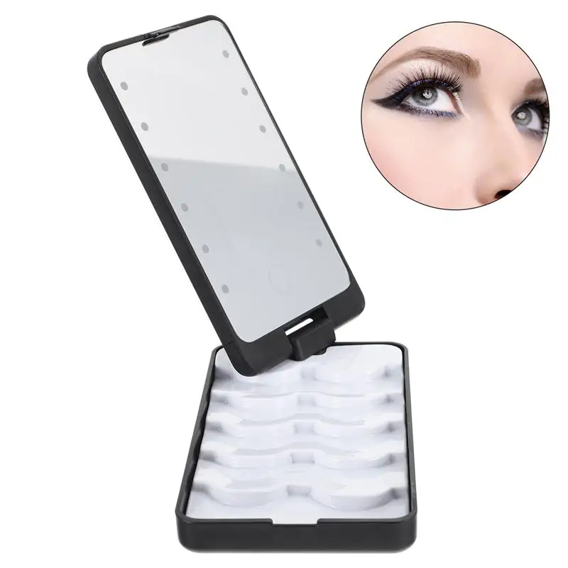 5 Tier Eyelashes Storage Case LED Makeup Mirror Eyelash Holder Case Eyelashes Storage Box With Makeup Mirror LED Eyelash Holder
