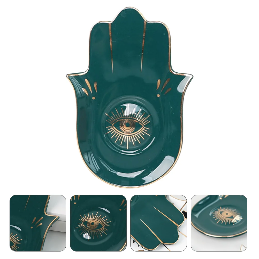 

Evil Eye Jewelry Tray Dish Holder Soap Plate Eye Of The Devil Storage Tray Ceramic Buddhist Hand Display Tray For Candle Key
