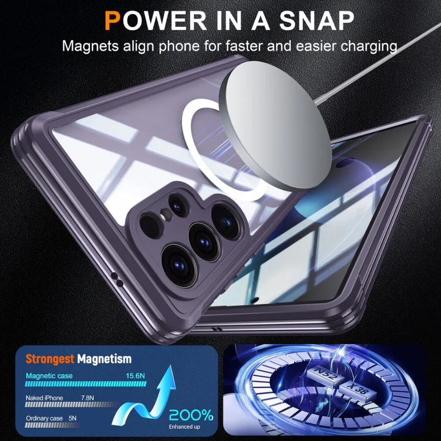 Enhanced Waterproof Magnetic Case - Shockproof Anti-Slip Bumper Cover with Screen Protection