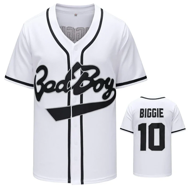 thumbnail image 1 of Camiseta de béisbol Bad Boy BIGGIE #10 para hombre, ropa deportiva para exteriores, camisetas de fiesta de hip hop, camisa holgada, bordado con logotipo, 1 of 5